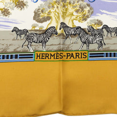 エルメス カレ90 トロピック TROPIQUES スカーフ イエロー系 マルチカラー シルク レディース HERMES 【中古】