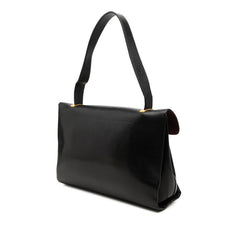 ヴァレンティノ Vリング チェーン ワンショルダーバッグ ハンドバッグ ブラック レザー レディース VALENTINO 中古