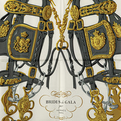 エルメス カレ90 BRIDES de GALA 式典用馬勒 スカーフ ブルー ホワイト マルチカラー シルク レディース HERMES 【中古】