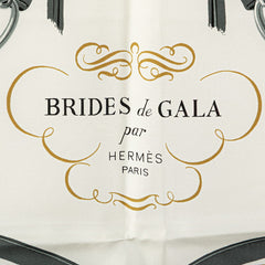 エルメス カレ90 BRIDES de GALA 式典用馬勒 スカーフ ブルー ホワイト マルチカラー シルク レディース HERMES 【中古】