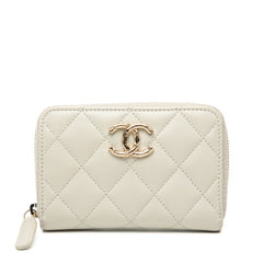 シャネル マトラッセ ココマーク コインケース ベージュ グレー キャビアスキン レディース CHANEL 【中古】