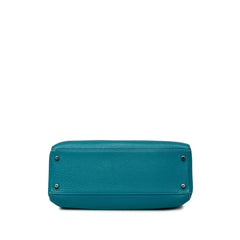 エルメス ケリー32 ハンドバッグ ショルダーバッグ 2WAY ブルー系 シルバー金具 トリヨンクレマンス レディース HERMES 【中古】