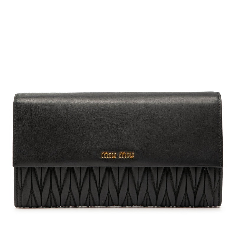 ミュウミュウ マテラッセ クラッチバッグ ブラック レザー レディース MIUMIU 【中古】