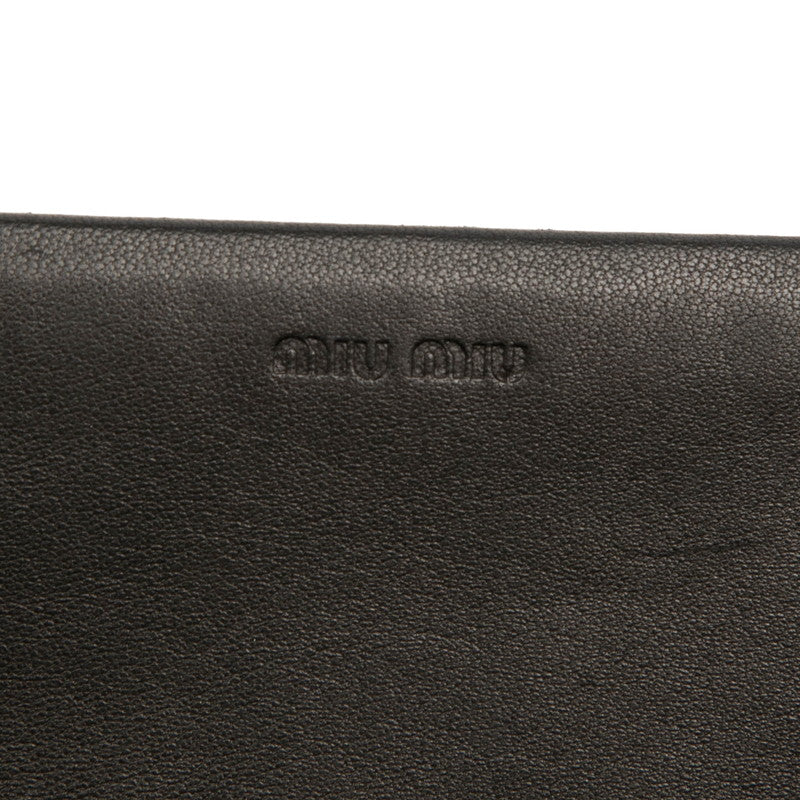 ミュウミュウ マテラッセ クラッチバッグ ブラック レザー レディース MIUMIU 【中古】