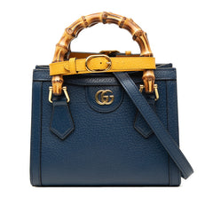 グッチ バンブー ダイアナ ミニトート ハンドバッグ ショルダーバッグ 2WAY 702732 ブルー イエロー レザー レディース GUCCI 【中古】