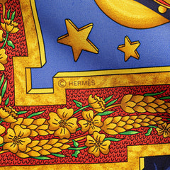 エルメス カレ90 CARPE DIEM 今日一日楽しむ スカーフ ネイビー マルチカラー シルク レディース HERMES 【中古】