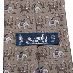 エルメス ゾウ ウマ アニマル柄 ネクタイ グレー マルチカラー シルク メンズ HERMES 【中古】