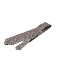 エルメス ゾウ ウマ アニマル柄 ネクタイ グレー マルチカラー シルク メンズ HERMES 【中古】