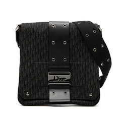 ディオール ストリートシック トロッター ショルダーバッグ ブラック キャンバス レザー レディース Dior 【中古】