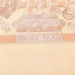 エルメス カレ140 カレジェアン RENCONTRE OCEANE 大西洋の出会い スカーフ オレンジ マルチカラー シルク レディース HERMES 【中古】