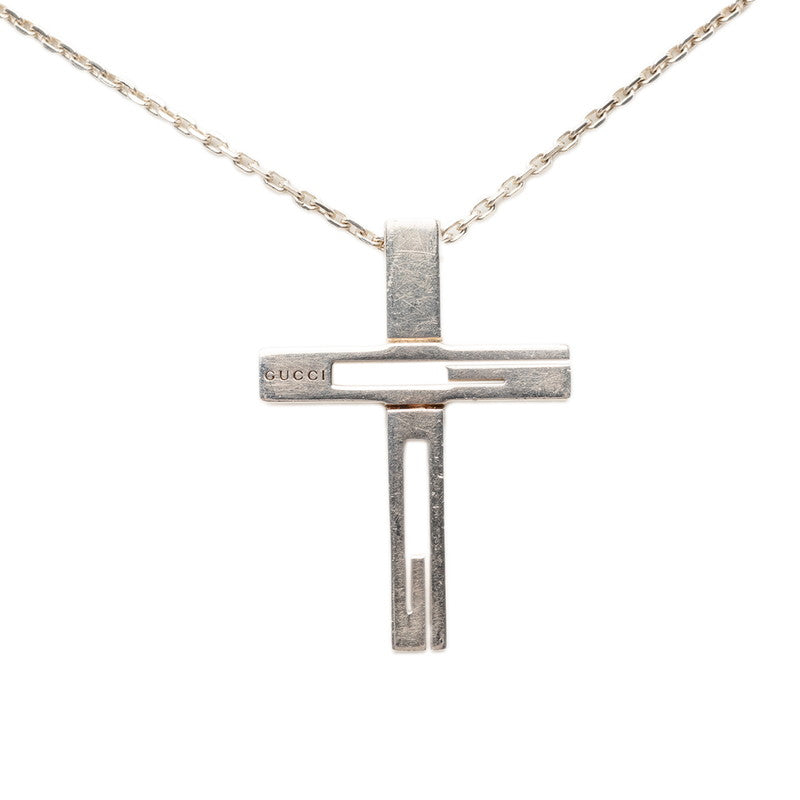 グッチ クロス チェーン ペンダント ネックレス SV925 シルバー メンズ GUCCI 【中古】