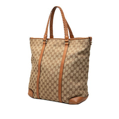 グッチ GGキャンバス トートバッグ 257031 ベージュ ブラウン キャンバス レザー レディース GUCCI 中古