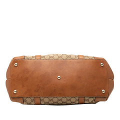 グッチ GGキャンバス トートバッグ 257031 ベージュ ブラウン キャンバス レザー レディース GUCCI 中古