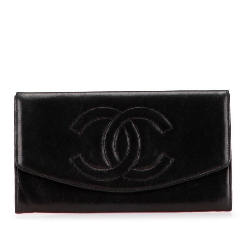 シャネル ココマーク 長財布 ブラック レザー レディース CHANEL 【中古】