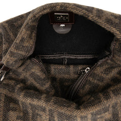 フェンディ ズッカ マンマバケット ハンドバッグ ワンショルダー 2348 26424099 ブラウン ウール レザー レディース FENDI 中古