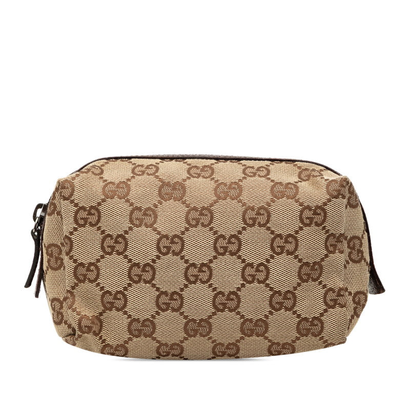 グッチ GGキャンバス ポーチ 29595 ベージュ ブラウン キャンバス レザー レディース GUCCI 中古