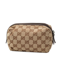 グッチ GGキャンバス ポーチ 29595 ベージュ ブラウン キャンバス レザー レディース GUCCI 中古