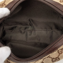 グッチ GGキャンバス ポーチ 29595 ベージュ ブラウン キャンバス レザー レディース GUCCI 中古