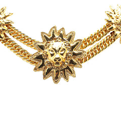 シャネル ライオン モチーフ チョーカー ネックレス ダブルチェーン ゴールド メッキ レディース CHANEL 【中古】