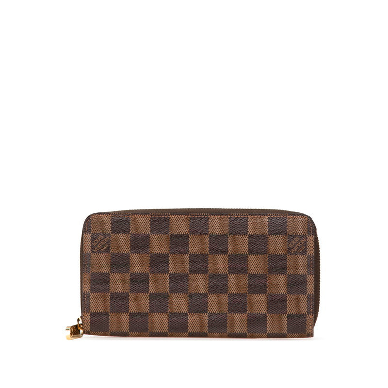 ルイ ヴィトン ダミエ ジッピーウォレット 長財布 N41661 ブラウン PVC レザー レディース LOUIS VUITTON 【中古】