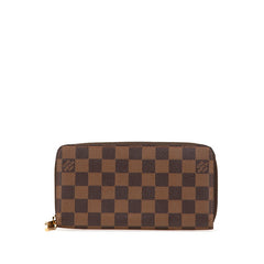 ルイ ヴィトン ダミエ ジッピーウォレット 長財布 N41661 ブラウン PVC レザー レディース LOUIS VUITTON 【中古】
