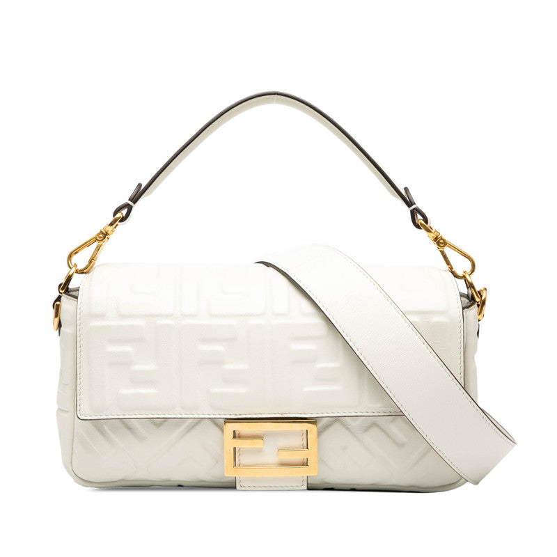 フェンディ マンマバケット ハンドバッグ ショルダーバッグ 2WAY 8BR600 ホワイト レザー レディース FENDI 【中古】