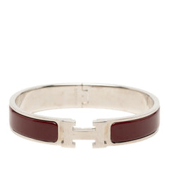 エルメス クリックH PM ブレスレット バングル シルバー ボルドー メタル レディース HERMES 【中古】
