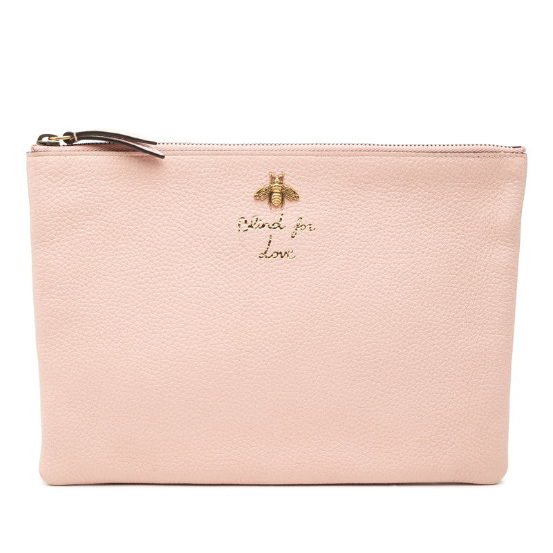 グッチ アニマリエ ビー クラッチバッグ セカンドバッグ 460187 ピンク レザー レディース GUCCI 【中古】