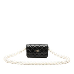 シャネル ココマーク マトラッセ ショルダーバッグ AP1839 ブラック ゴールド ラムスキン フェイクパール レディース CHANEL 中古