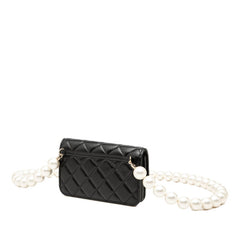 シャネル ココマーク マトラッセ ショルダーバッグ AP1839 ブラック ゴールド ラムスキン フェイクパール レディース CHANEL 中古