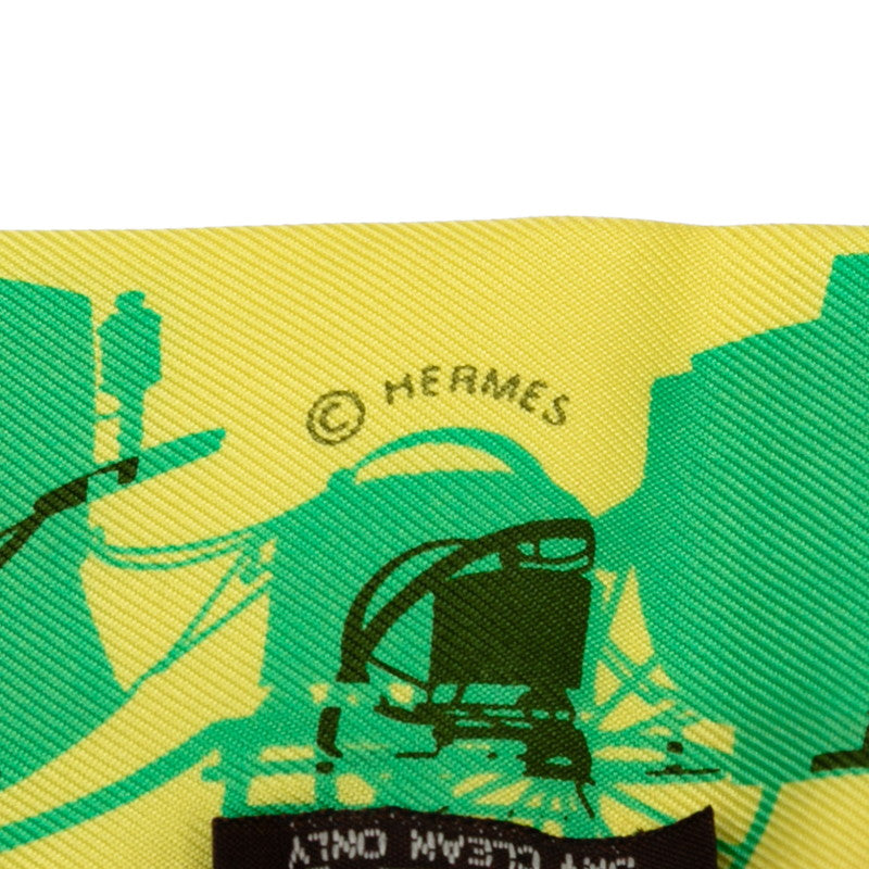 エルメス ツイリー 馬車 スカーフ イエロー グリーン シルク レディース HERMES 【中古】