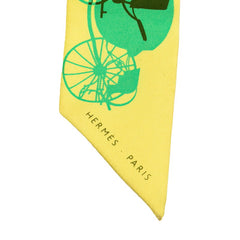 エルメス ツイリー 馬車 スカーフ イエロー グリーン シルク レディース HERMES 【中古】