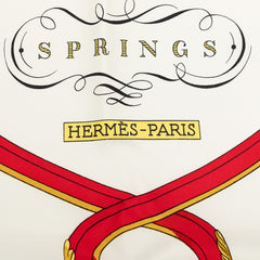 エルメス カレ90 SPRINGS スプリングス スカーフ 大判 ホワイト マルチカラー シルク レディース HERMES 中古