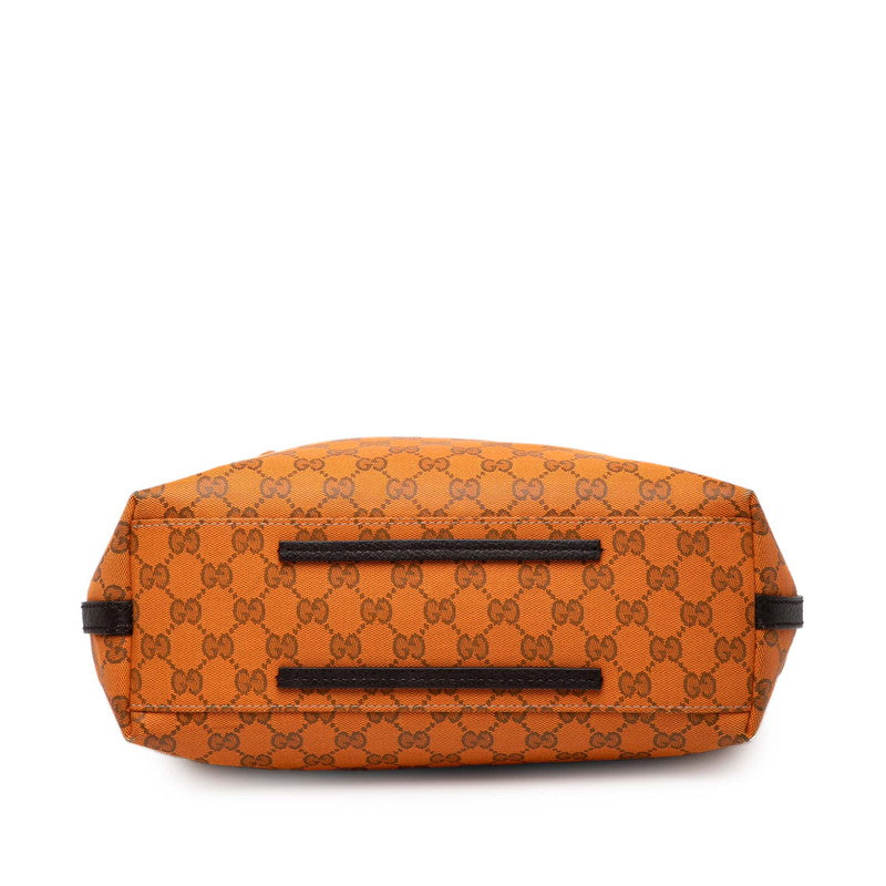 グッチ GGキャンバス トートバッグ ショルダーバッグ 257275 オレンジ キャンバス レザー レディース GUCCI 【中古】