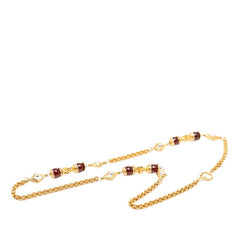 シャネル ヴィンテージ ロング チェーンネックレス ゴールド ボルドー メッキ ラインストーン レディース CHANEL 【中古】