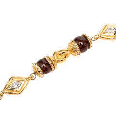 シャネル ヴィンテージ ロング チェーンネックレス ゴールド ボルドー メッキ ラインストーン レディース CHANEL 【中古】