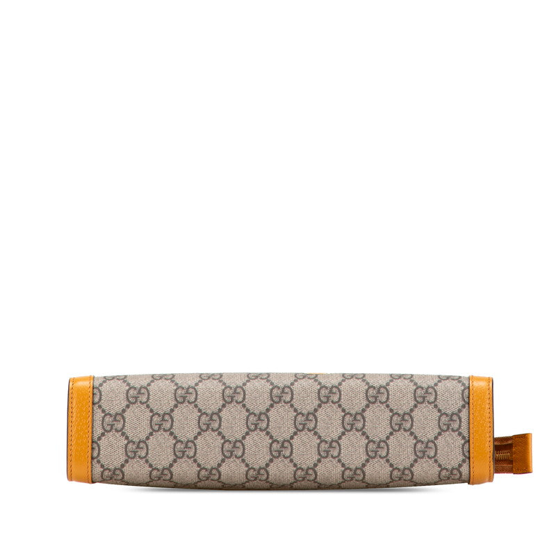 グッチ × EXO KAI GGスプリーム テディベア クラッチバッグ 660513 ベージュ オレンジ PVC レザー レディース GUCCI 【中古】