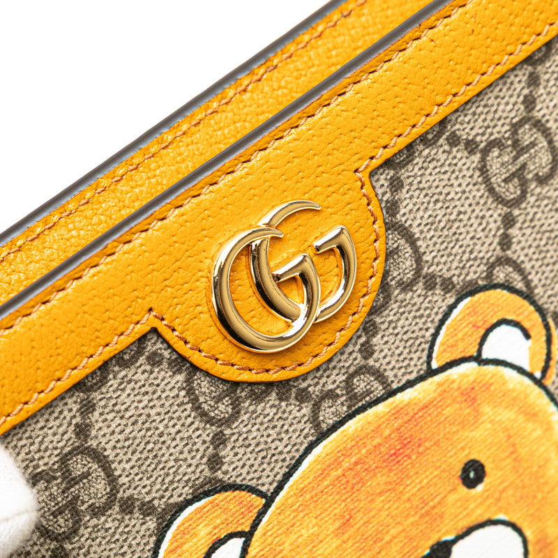 グッチ × EXO KAI GGスプリーム テディベア クラッチバッグ 660513 ベージュ オレンジ PVC レザー レディース GUCCI 【中古】