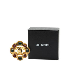 シャネル ヴィンテージ ココマーク グリポア ブローチ ゴールド マルチカラー メッキ ガラス レディース CHANEL 【中古】