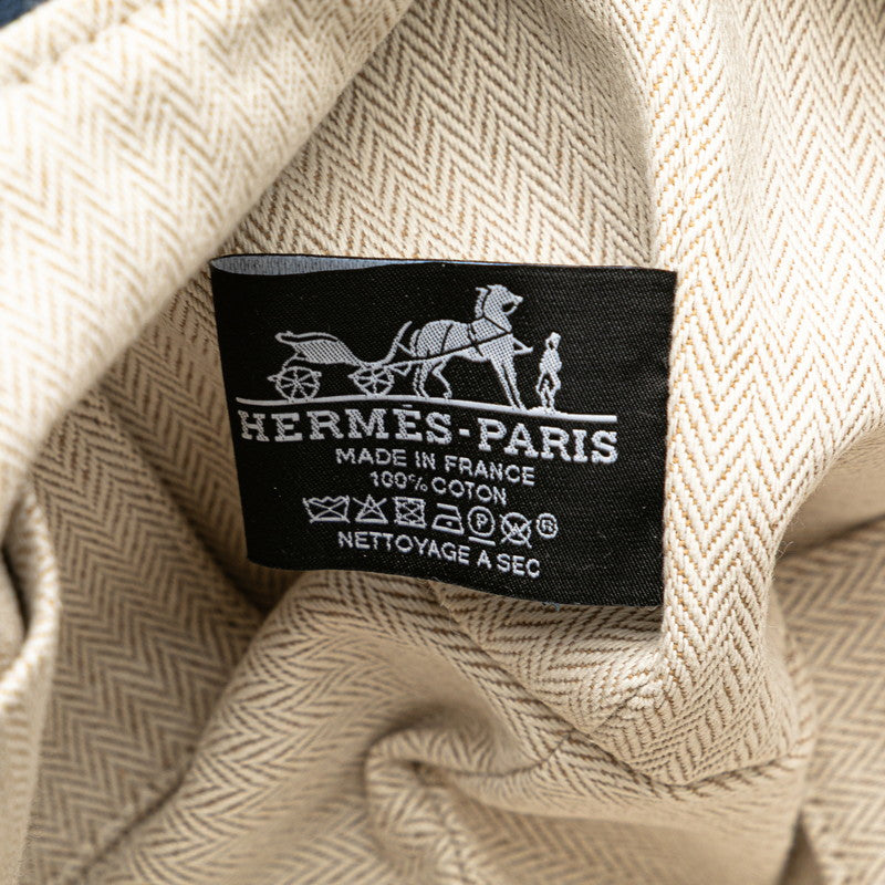 エルメス ブリッドアブラックPM ハンドバッグ ネイビー グリーン コットン レディース HERMES 【中古】