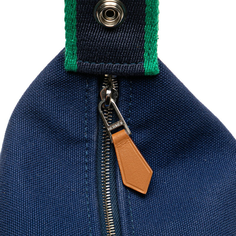 エルメス ブリッドアブラックPM ハンドバッグ ネイビー グリーン コットン レディース HERMES 【中古】