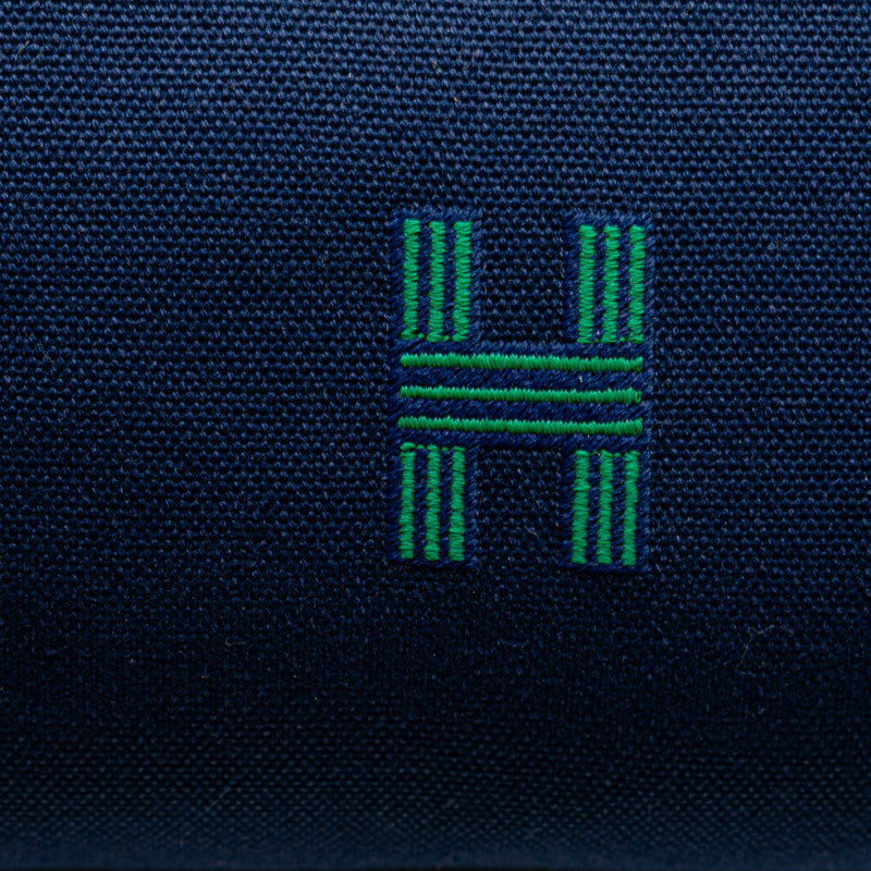エルメス ブリッドアブラックPM ハンドバッグ ネイビー グリーン コットン レディース HERMES 【中古】