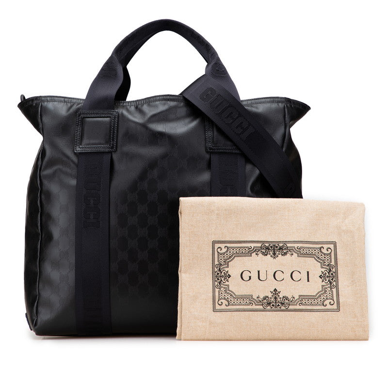 グッチ GGマットクリスタル トートバッグ ショルダーバッグ 2WAY 779816 ブラック PVC レザー メンズ GUCCI 【中古】