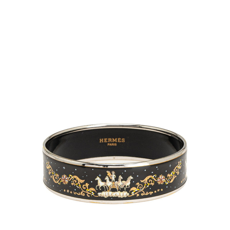 エルメス エマイユ 馬 ペガサス 星 モチーフ バングル シルバー ブラック マルチカラー メタル レディース HERMES 【中古】