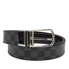 ルイ ヴィトン ダミエ サンチュール スレンダー ベルト サイズ90/36 M9074V ブラック グレー PVC レザー メンズ LOUIS VUITTON 【中古】