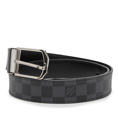 ルイ ヴィトン ダミエ サンチュール スレンダー ベルト サイズ90/36 M9074V ブラック グレー PVC レザー メンズ LOUIS VUITTON 【中古】
