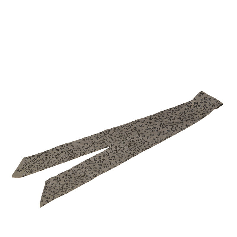 エルメス ツイリー アルファベット柄 スカーフ グレー ブラック シルク レディース HERMES 【中古】