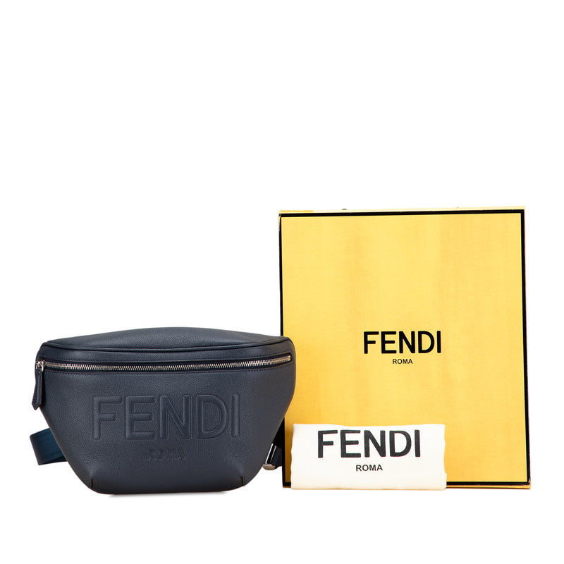 フェンディ ロゴ ボディバッグ ウエストバッグ 7VA562 ネイビー レザー レディース FENDI 【中古】