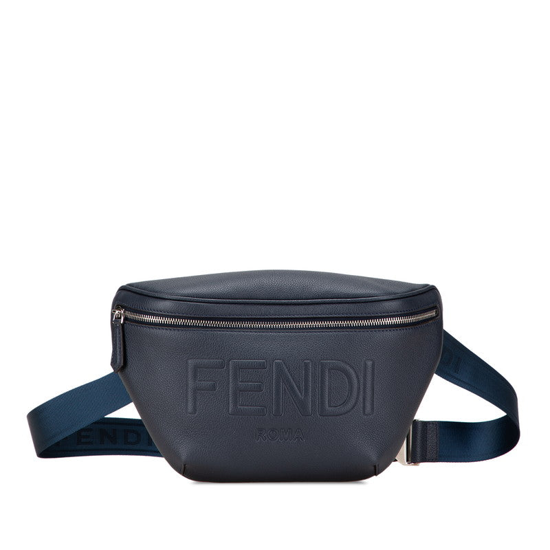 フェンディ ロゴ ボディバッグ ウエストバッグ 7VA562 ネイビー レザー レディース FENDI 【中古】