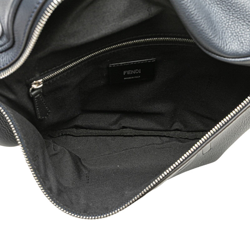 フェンディ ロゴ ボディバッグ ウエストバッグ 7VA562 ネイビー レザー レディース FENDI 【中古】